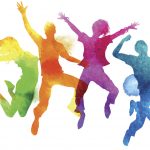 Watercolour Jumping People Vector